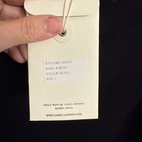 Charli London Anthropologie Audrey Black Long Sleeve Bodycon Midi Dress L NWT - Picture 7 of 10